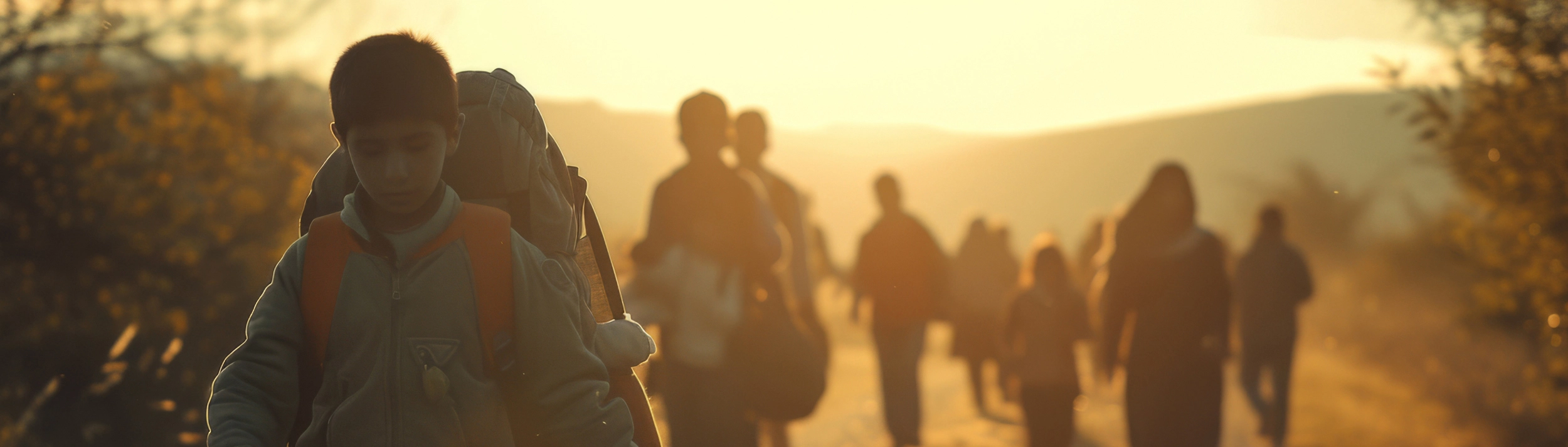 Das Bild zeigt Menschen auf der Flucht in ein sicheres Land